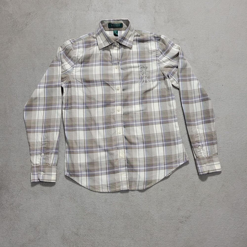 Lauren Ralph Lauren Womens Button Up Plaid Shirt Sz P/S